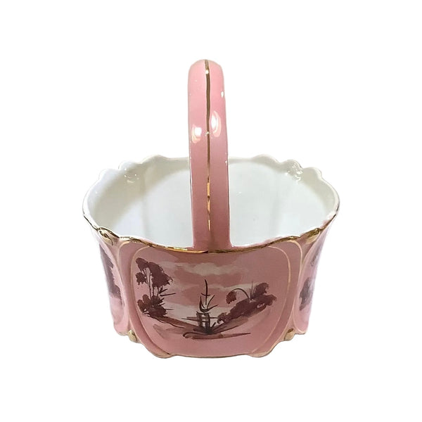 Vintage Hand-Painted Porcelain Basket
