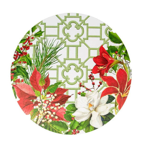Christmas Garden Round Paper Placemats - 12 Per Package