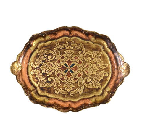 Vintage Pink & Gold Florentine Tray