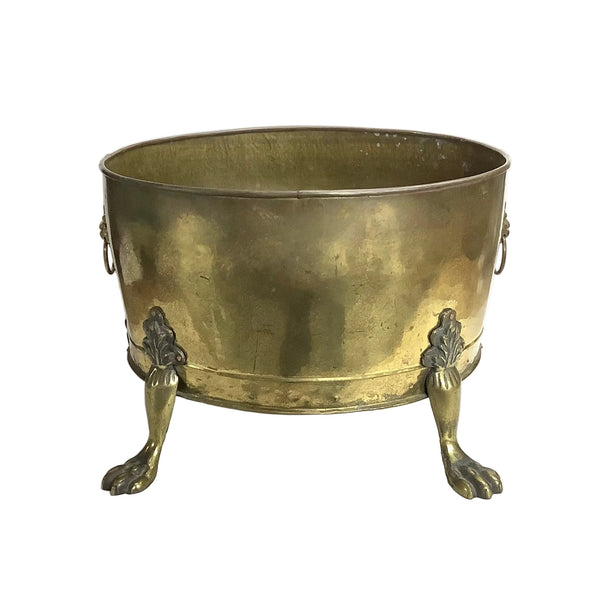 Vintage 19th-Century Brass Planter with Claw Feet