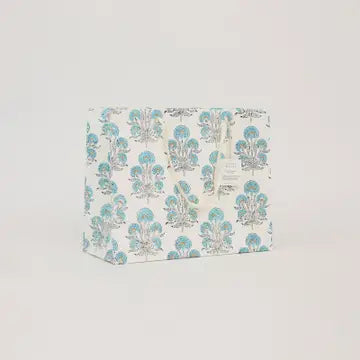 Hand Block Printed Large Gift Bag - Blue Opal