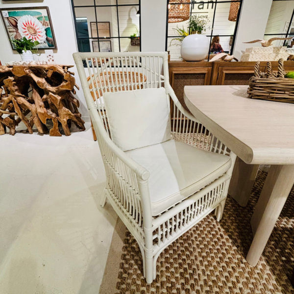 Hampton White Rattan Arm Chair
