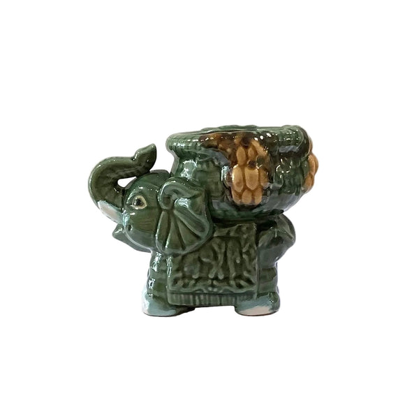 Vintage MCM Majolica Baby Elephant Planter
