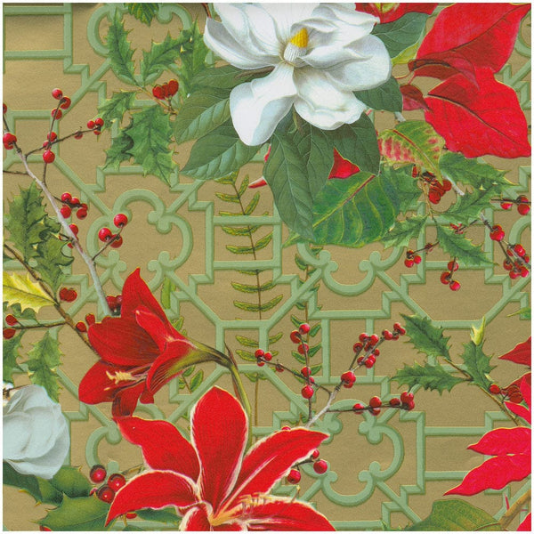 Christmas Garden Gold Roll Wrap