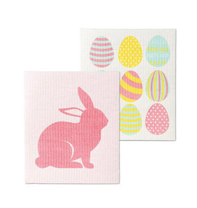 Easter Egg & Bunny Swedish Dishcloths Set of 2