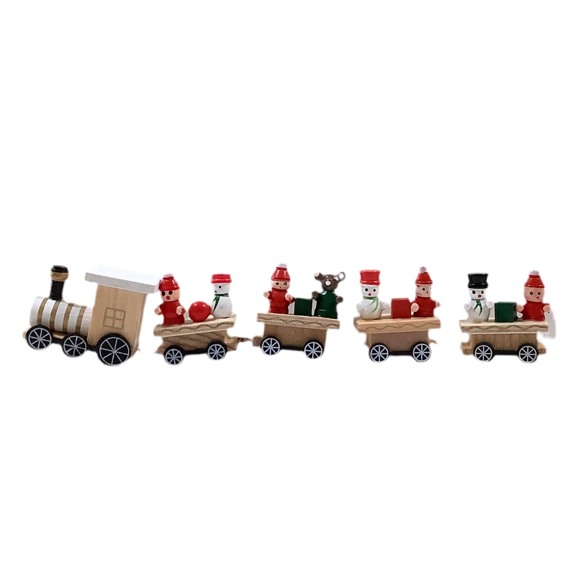 Christmas Wooden Train w/ Holiday Passengers