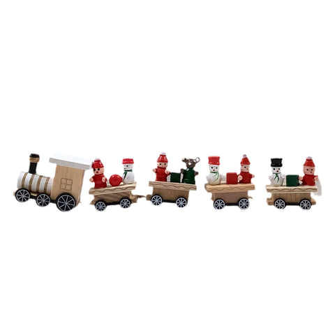 Christmas Wooden Train w/ Holiday Passengers