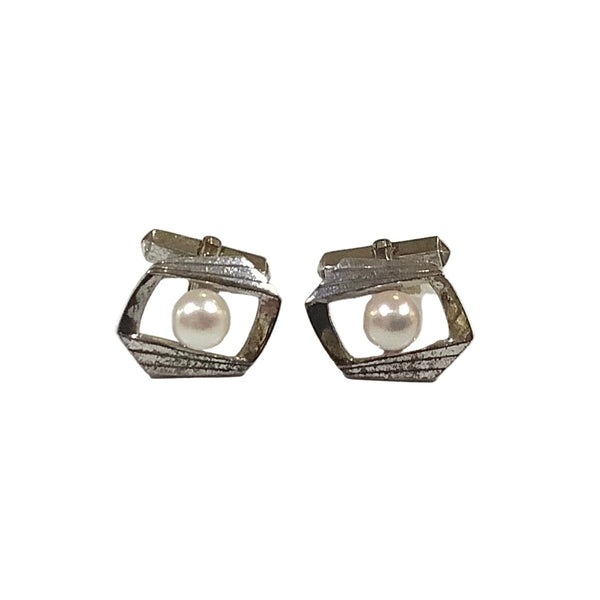 Vintage Silver & Pearl Cufflinks