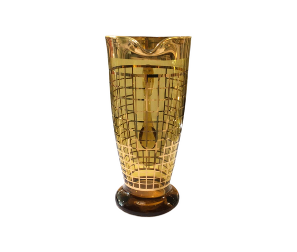 Vintage Amber & Gold Glass Pitcher