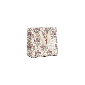 Hand Block Printed Gift Bag - Trellis Pink Earth