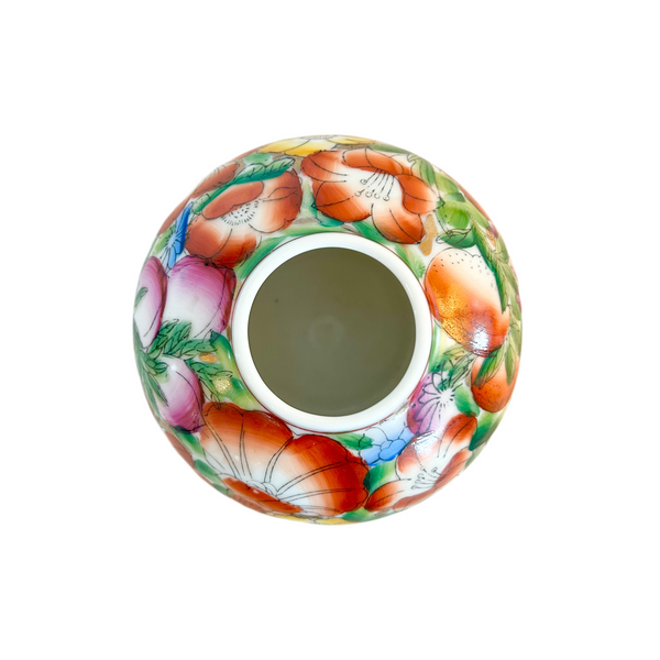 Vintage Round Chinese Floral Vase