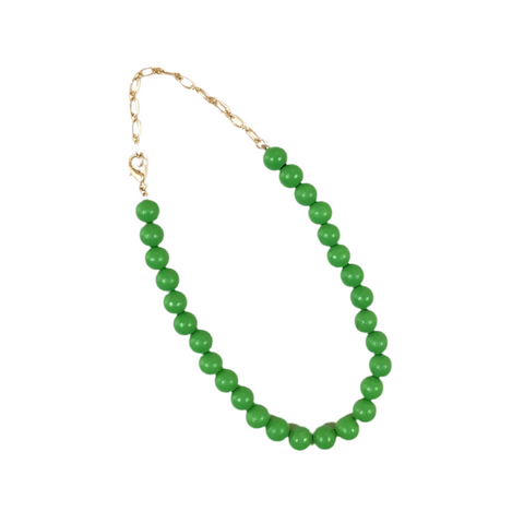 Wood Beaded Necklace - Kelly Green