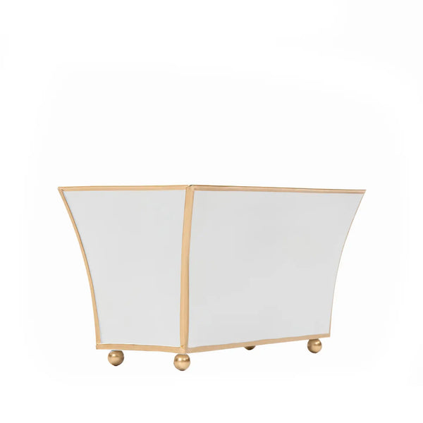 Gracie Fluted Rectangle Cachepot in White