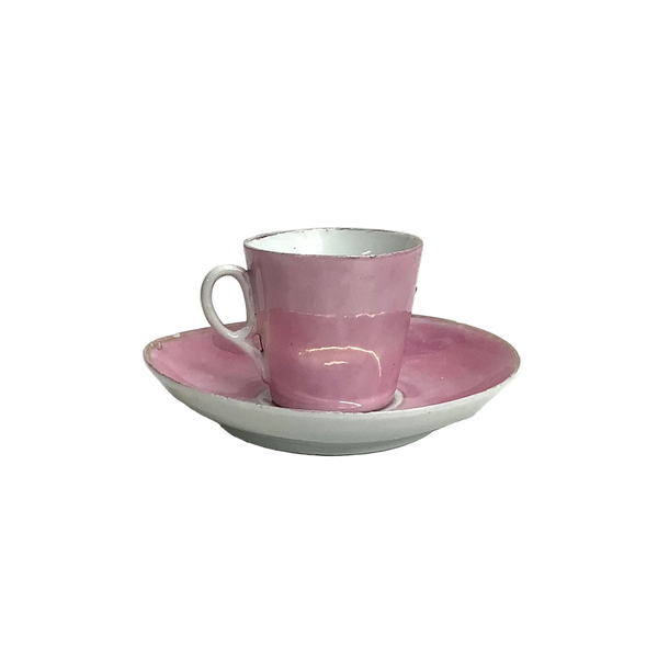 Vintage Pink & White Demi-Tasse Cup & Saucer