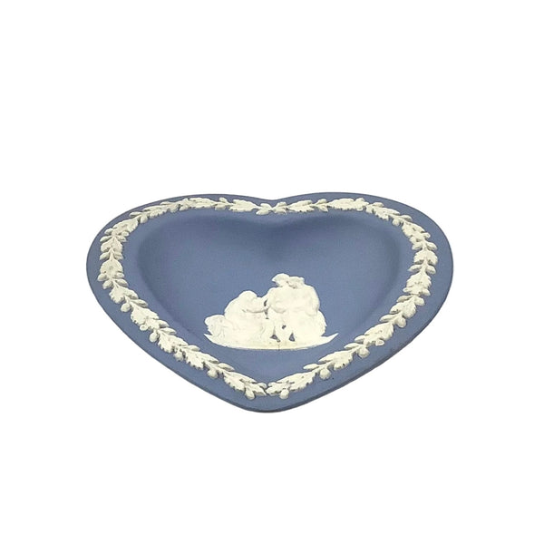 Vintage Wedgewood Blue Jasperware Heart-Shaped Trinket Dish II