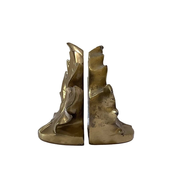 Vintage Maple Leaf Brass Bookends