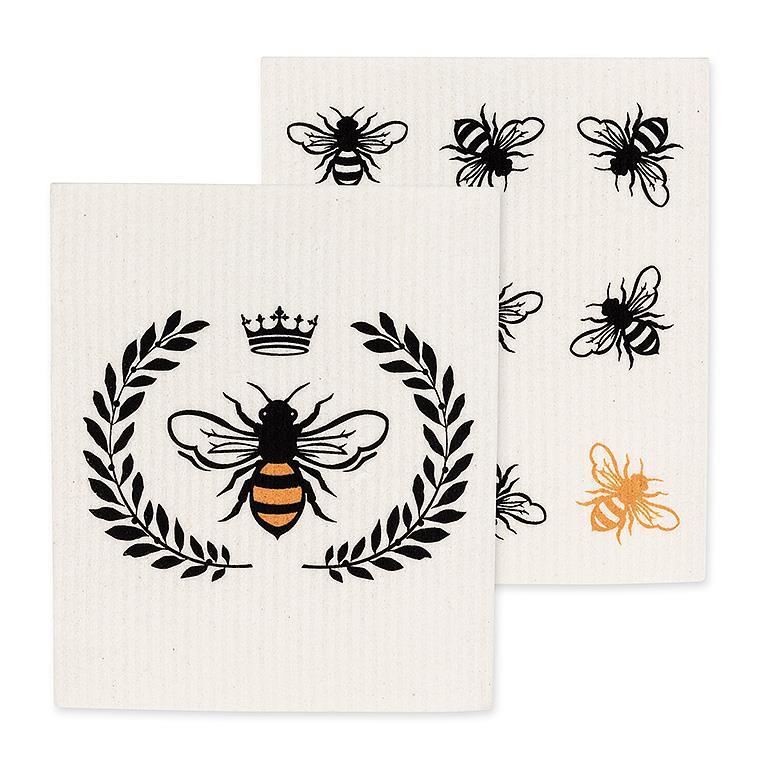 Bee in Crest Swedish Dishcloths Set of 2