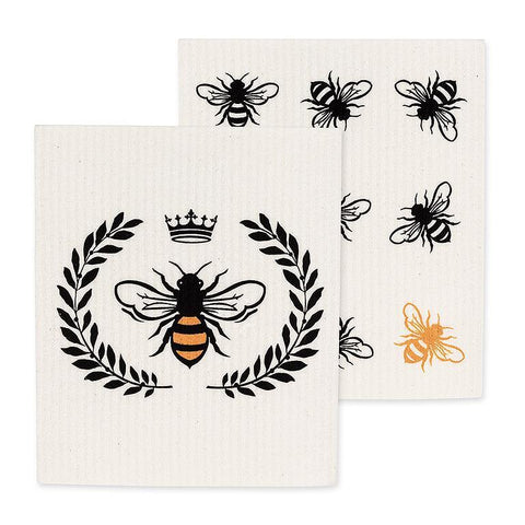 Bee in Crest Swedish Dishcloths Set of 2
