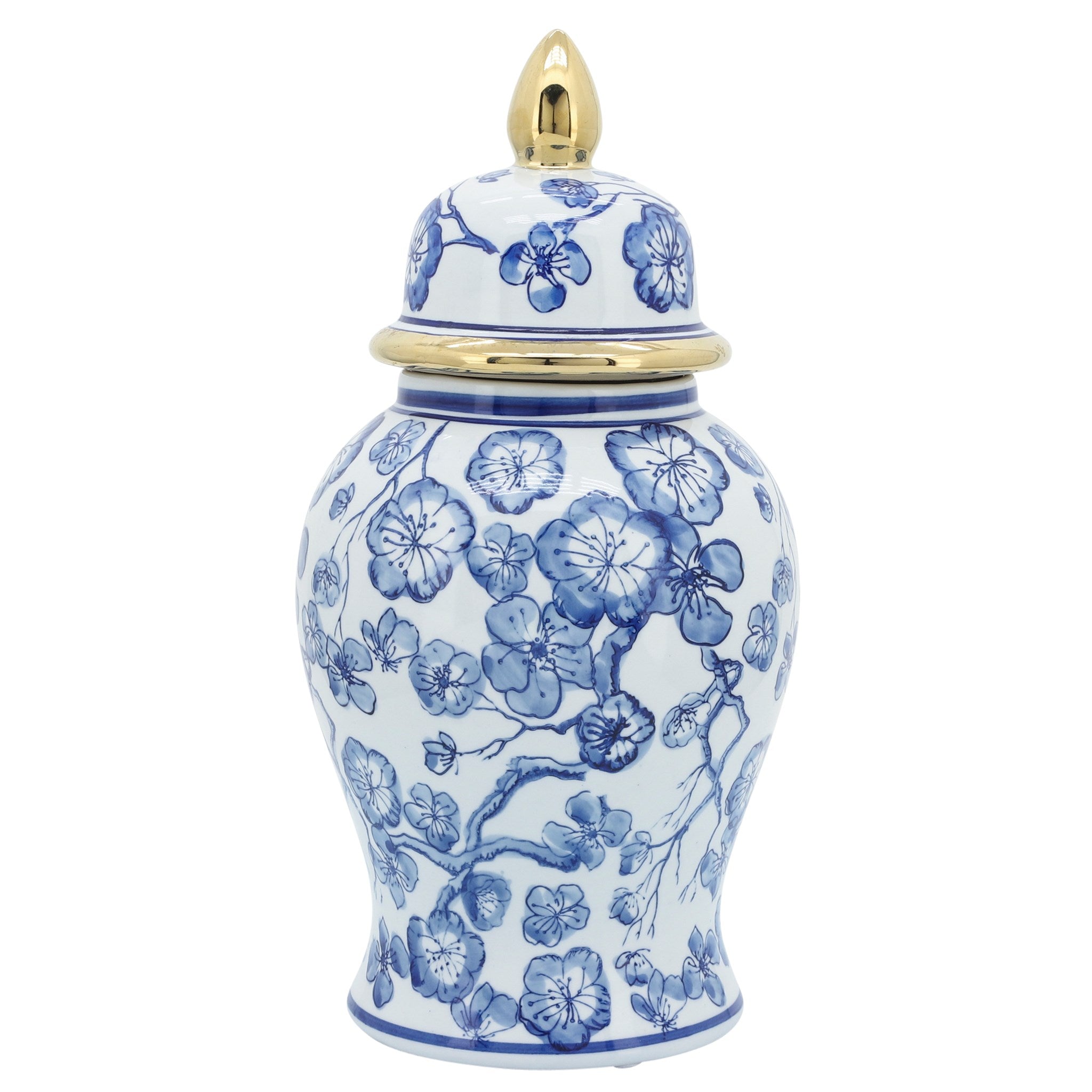 Blue & White Hibiscus Jar