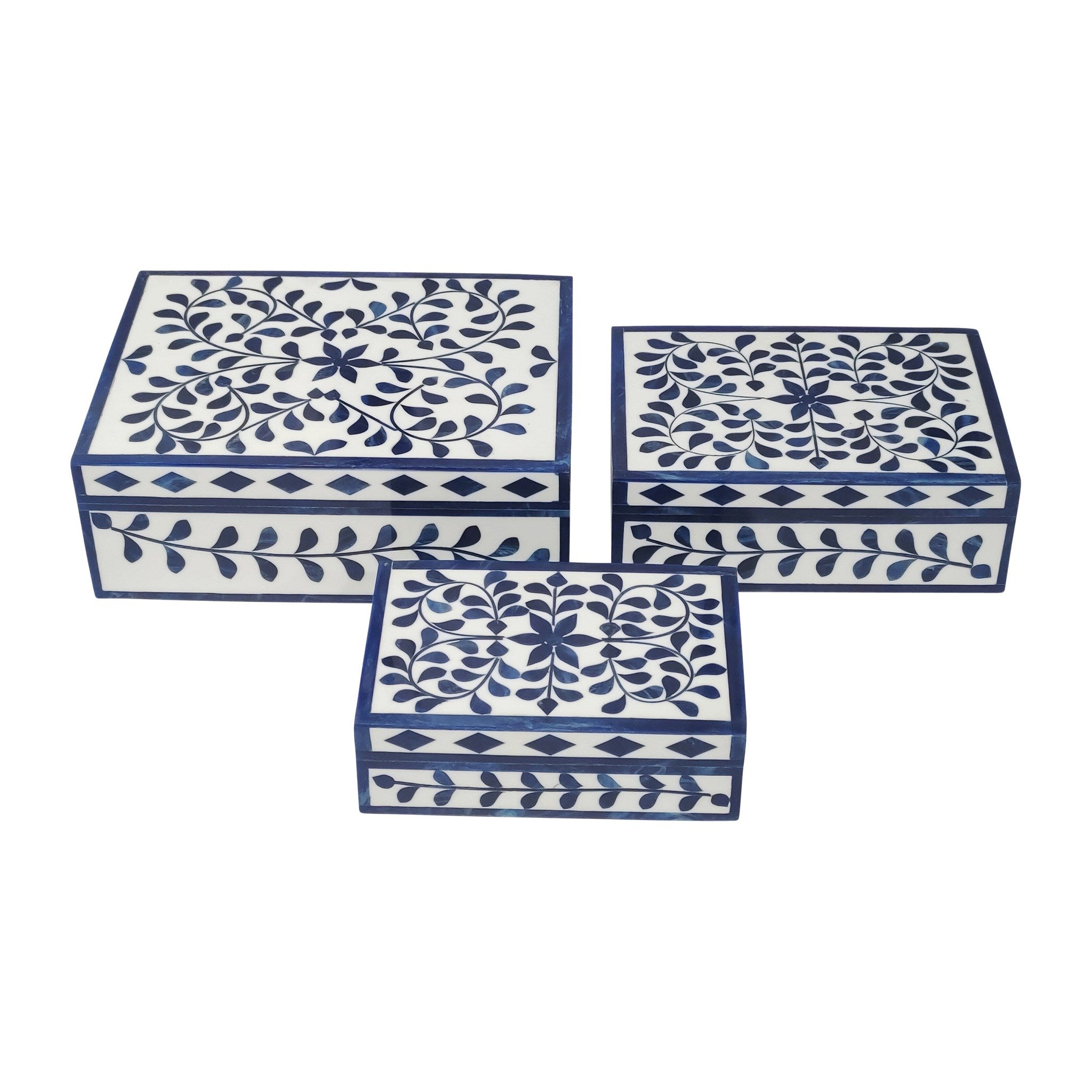 Ivory & Indigo Petal Design Boxes (3 Sizes)