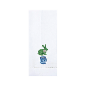 Bunny Topiary Embroidered Guest Towel