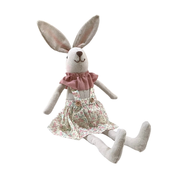 Rabbit Sitting Girl - Cream/Pink