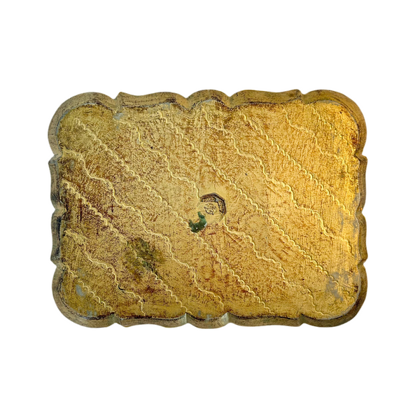Vintage Italian Red & Gilt Florentine Wooden Tray