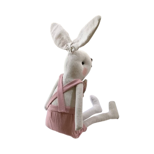 Rabbit Sitting Boy - Cream/Pink