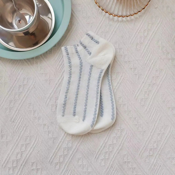 Floral Ankle Socks - 3 colours - Blue, Yellow & White.