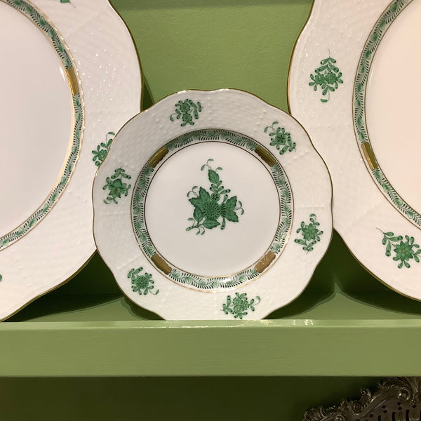 Vintage Herend Chinese Bouquet Apponyi Green Bread & Butter Plate