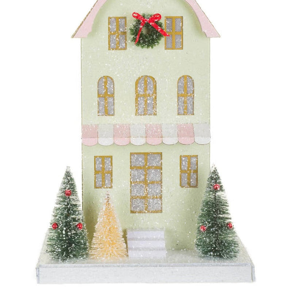 Pastel Green Card Illuminated House