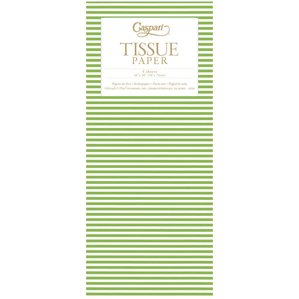 Mini Green Stripe Tissue Paper - 4 Sheets
