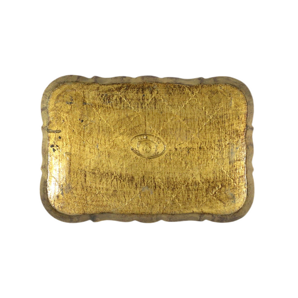 Vintage Florentine Orange & Gold Rectangular Tray