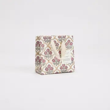 Hand Block Printed Small Gift Bag - Pink Earth