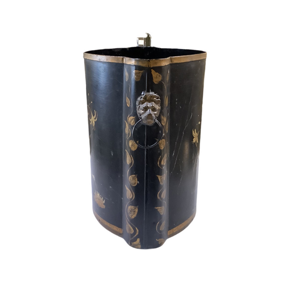 Vintage Black & Gold Wastebasket