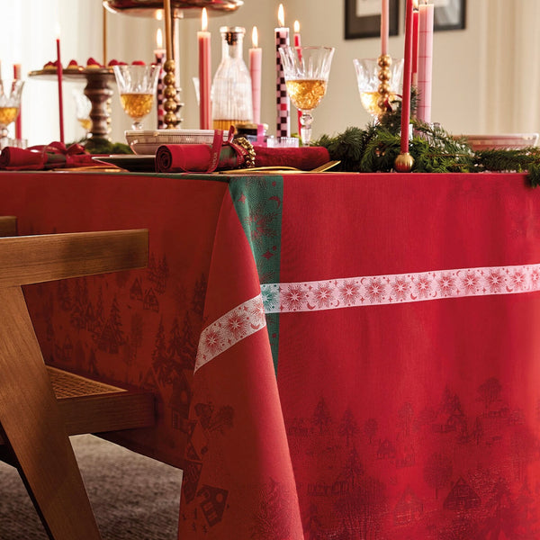 Le Jacquard Français Cotton Tablecloth - Sous Les Etoiles Red