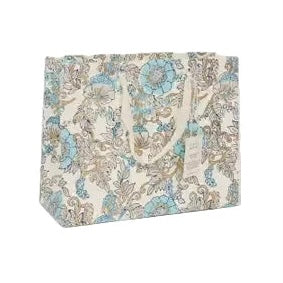 Hand Block Printed Gift Bag - Wild Rose Blue Opal