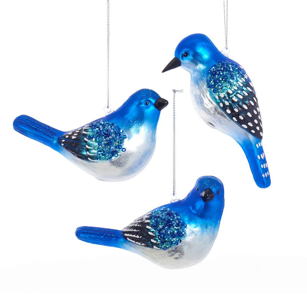 Glass Blue Bird Ornaments