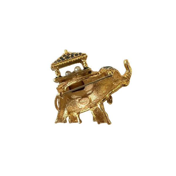 Vintage Rhinestone Elephant Brooch