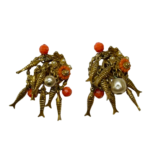 Vintage Sea Shore Charm Clip On Earrings Germany