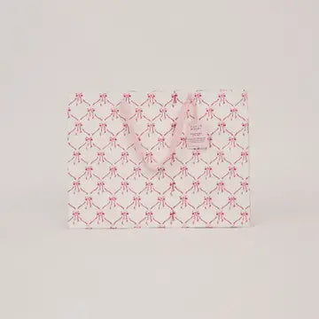 Hand Block Printed Gift Bags - Bows Pink Sorbet