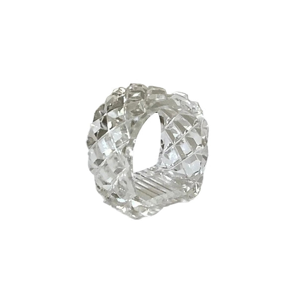 Vintage Diamond-Cut Crystal Napkin Ring S/6