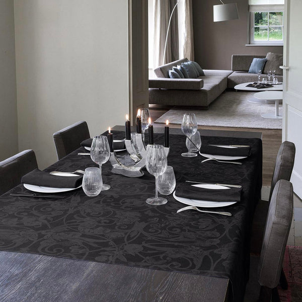 Le Jacquard Français Linen Tablecloth - Tivoli Onyx