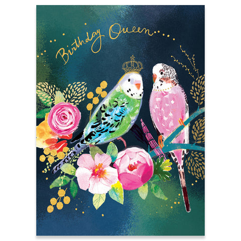 Birthday Queen Budgie Card
