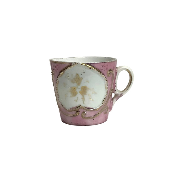 Vintage Pink & White Demi-Tasse Cup & Saucer