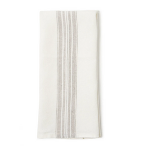 Maison White/Beige Stripe Linen Tea/Hand Towel