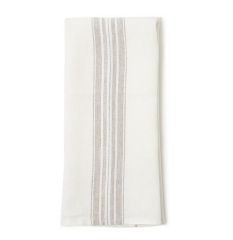 Maison White/Beige Stripe Linen Tea/Hand Towel