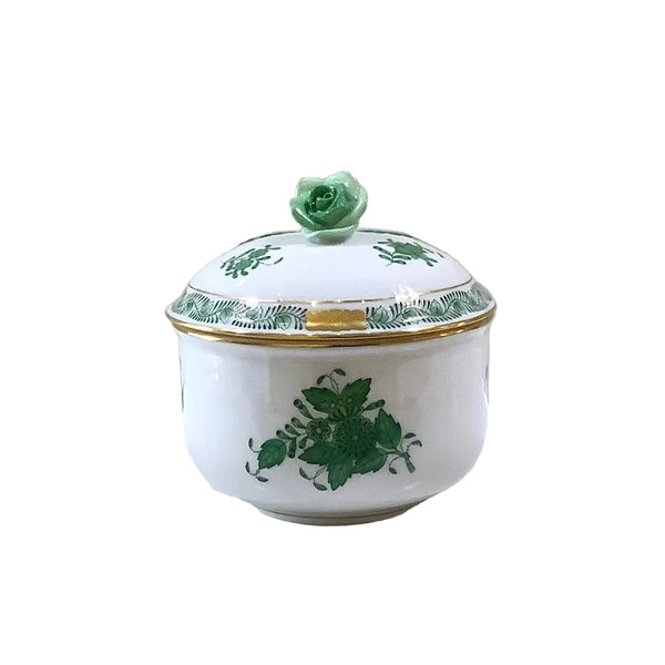 Vintage Chinese Bouquet Green Herend Sugar Basin