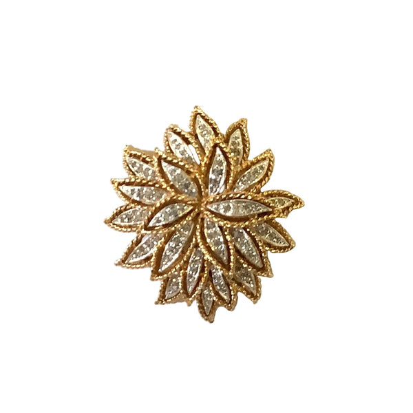 Vintage Rhinestone & Gold Flower Brooch