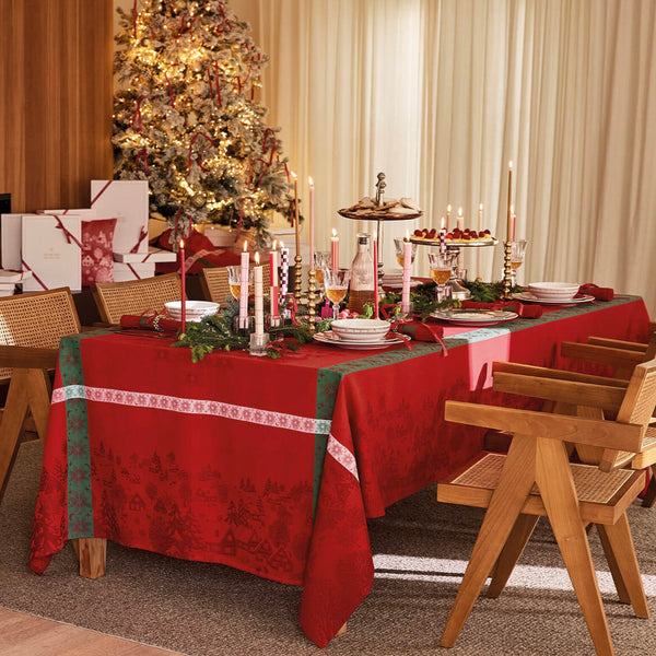 Le Jacquard Français Cotton Tablecloth - Sous Les Etoiles Red